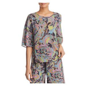 LE GALI Womens 3/4 Sleeve Jewel Neck Blouse